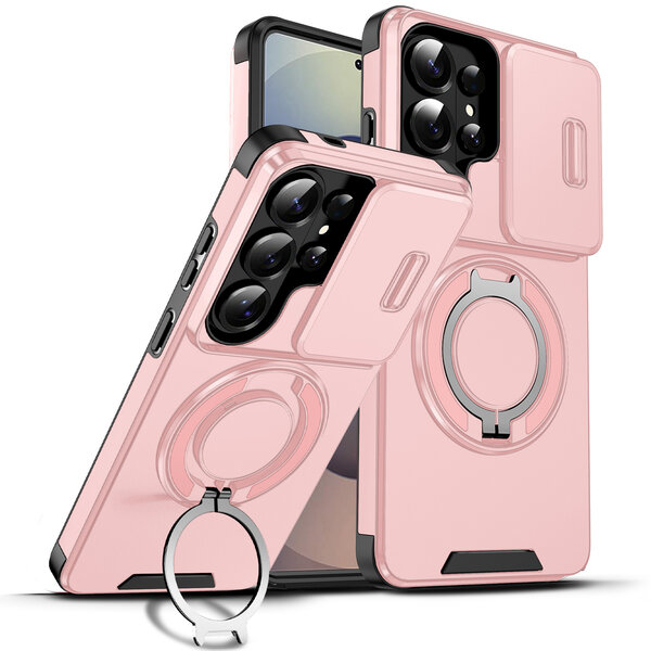 Ntech Hoesje Geschikt voor Samsung Galaxy S26 Ultra hoesje Rose Goud - Shock Hybrid Armor Hoes met Kickstand Ring en Camera Bescherming - Geschikt voor MagSafe