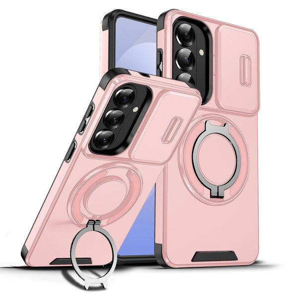 Ntech Hoesje Geschikt voor Samsung Galaxy S26 Plus  hoesje Rose Goud - Shock Hybrid Armor Hoes met Kickstand Ring en Camera Bescherming - Geschikt voor MagSafe