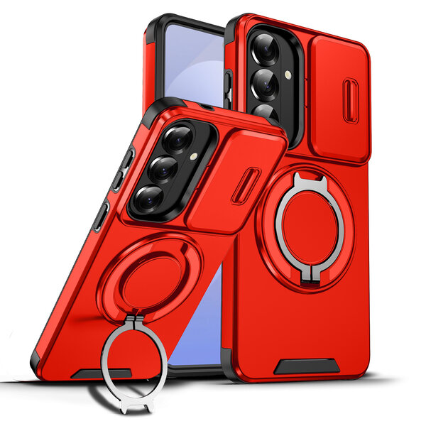 Ntech Hoesje Geschikt voor Samsung Galaxy S26 Plus  hoesje Rood - Shock Hybrid Armor Hoes met Kickstand Ring en Camera Bescherming - Geschikt voor MagSafe