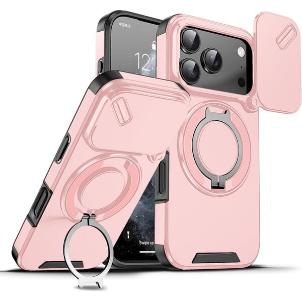 Ntech Hoesje Geschikt voor iPhone 17 Pro hoesje Rose Goud - Shock Hybrid Armor Hoes met Kickstand Ring en Camera Bescherming - Geschikt voor MagSafe