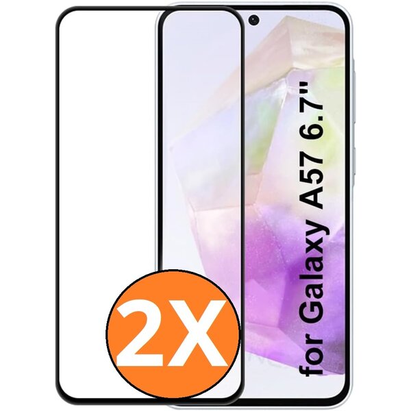 Ntech Full Cover Screenprotector Geschikt voor Samsung Galaxy A57 Zwart 2pack - Volledige Beschermglas Tempered Glass