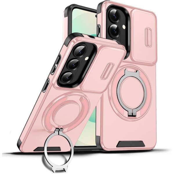 Ntech Hoesje Geschikt voor Samsung Galaxy A57 hoesje Rose Goud - Shock Hybrid Armor Hoes met Kickstand Ring en Camera Bescherming - Geschikt voor MagSafe