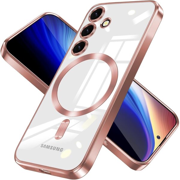 Ntech Hoesje Geschikt voor Samsung Galaxy S26 Plus hoesje backcover Rose Goud – Geschikt voor Magsafe Lens beschermer – Transparant