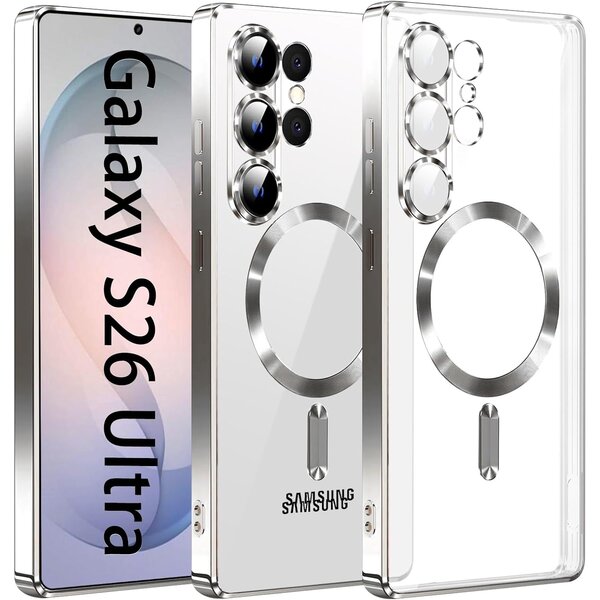 Ntech Hoesje Geschikt voor Samsung Galaxy S26 Ultra hoesje backcover Zliver – Geschikt voor Magsafe Lens beschermer – Transparant