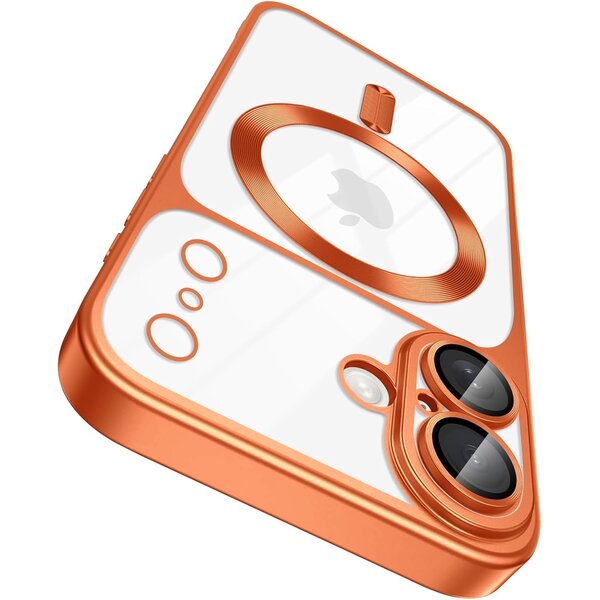 Ntech Hoesje Geschikt voor iPhone 17 hoesje backcover Oranje  – Lens beschermer – Transparant