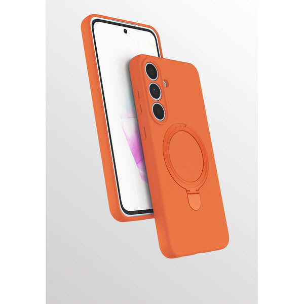 Ntech Hoesje Geschikt voor Samsung S26 hoesje zacht siliconen Oranje - Liquid Backcover ring hoesje Geschikt voor Magsafe hoesje