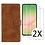 Ntech Hoesje geschikt voor Samsung Galaxy A57 5G hoesje Bruin pasjeshouder telefoon hoes - Met screenprotector tempered glass voor Galaxy A57 5G - 2x