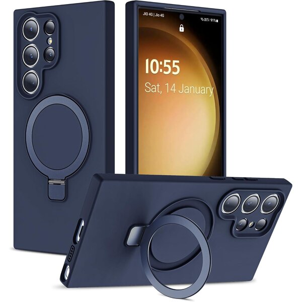 Ntech Hoesje Geschikt voor Samsung S26 Ultra hoesje zacht siliconen Navy - Liquid Backcover ring hoesje Geschikt voor Magsafe hoesje