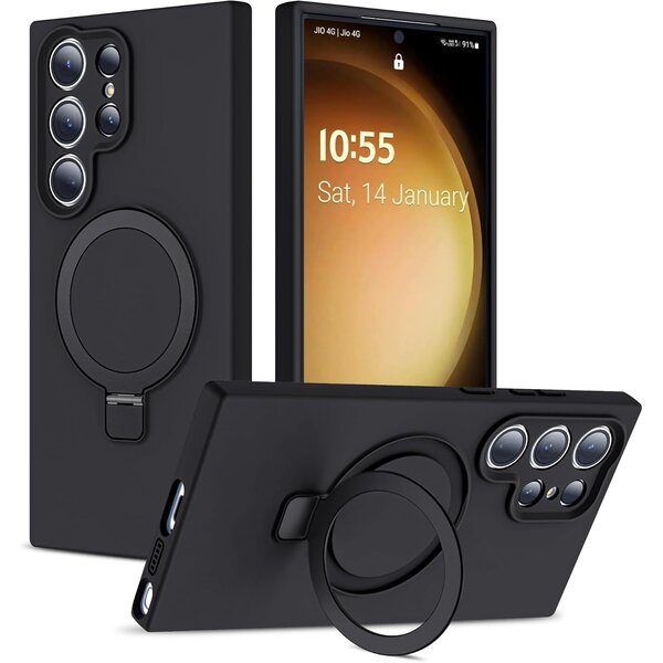 Ntech Hoesje Geschikt voor Samsung S26 Ultra hoesje zacht siliconen Zwart - Liquid Backcover ring hoesje Geschikt voor Magsafe hoesje