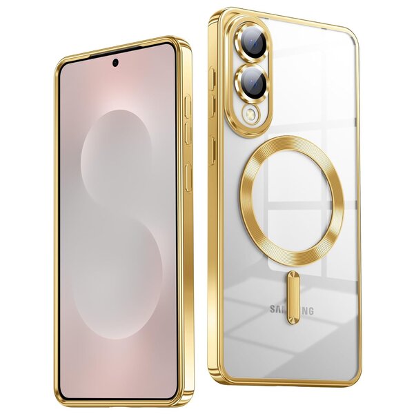 Ntech Hoesje Geschikt voor Samsung S25 Edge Hoesje Goud - Geschikt voor MagSafeTelefoonhoesje - soft siliconen Backcover