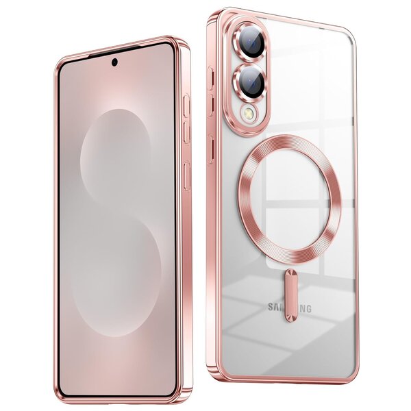 Ntech Hoesje Geschikt voor Samsung S25 Edge Hoesje Rose Goud - Geschikt voor MagSafeTelefoonhoesje - soft siliconen Backcover