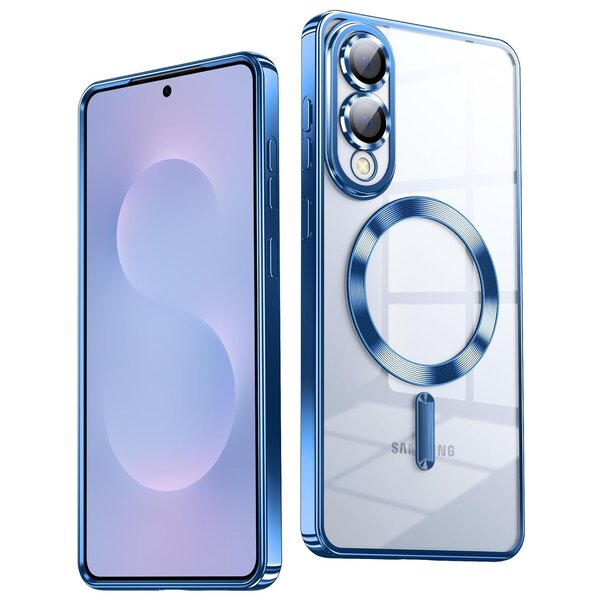 Ntech Hoesje Geschikt voor Samsung S25 Edge Hoesje Blauw - Geschikt voor MagSafeTelefoonhoesje - soft siliconen Backcover