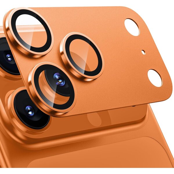 Ntech  Camera Lens Screen Protector Oranje Geschikt voor iPhone 17 Pro Camera Lens Protector - Matte Metal Plate Full Coverage
