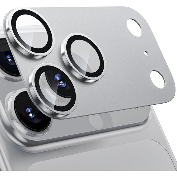 Ntech  Camera Lens Screen Protector Zliver Geschikt voor iPhone 17 Pro Camera Lens Protector - Matte Metal Plate Full Coverage