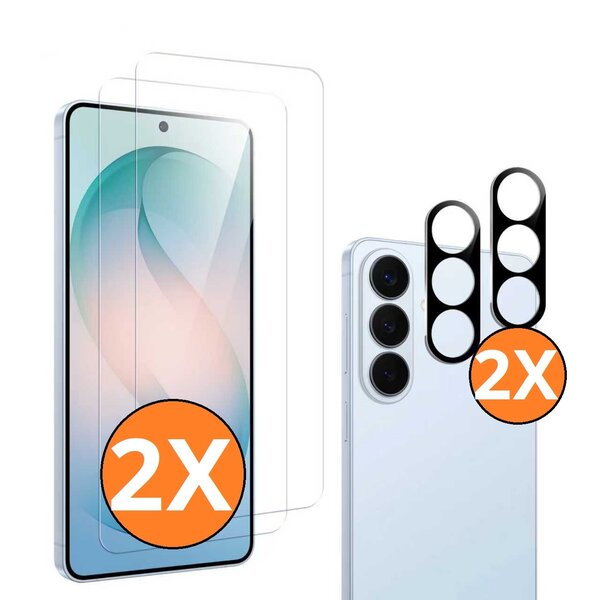 Ntech Screenprotector geschikt voor Samsung S26 Plus ScreenProtector en Camera lens protector/ Tempered glass - Beschermglas - Glasplaatje - 2+2 stuks