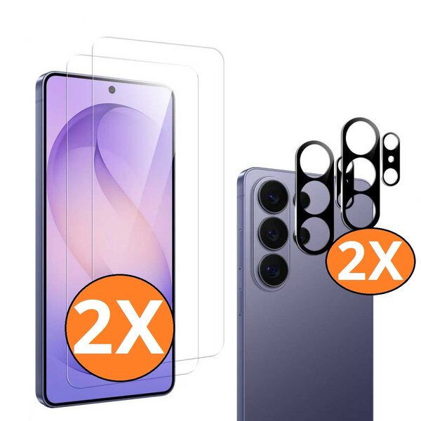 Ntech Screenprotector geschikt voor Samsung S26 Ultra ScreenProtector en Camera lens protector/ Tempered glass - Beschermglas - Glasplaatje - 2+2 stuks