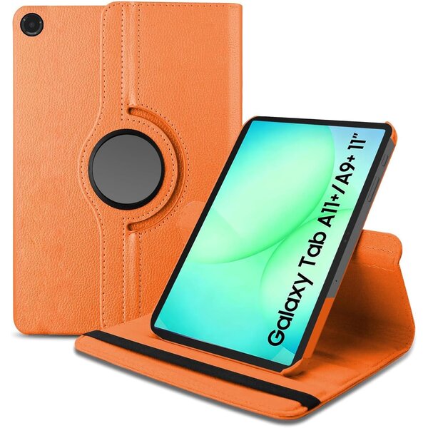 Ntech Hoes Geschikt voor Samsung Galaxy Tab A9 Plus / A11 Plus hoes – 360° draaibaar tablethoes – Oranje