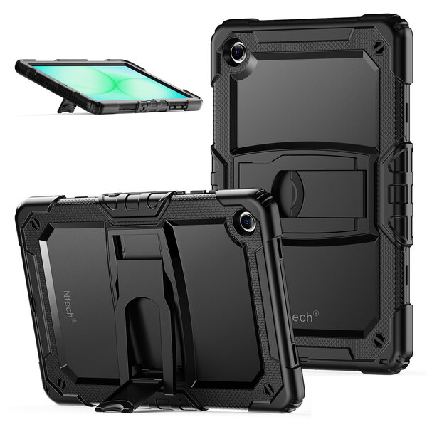 Ntech Tablet Hoes Geschikt voor Samsung Galaxy Tab A11 Plus hoes Zwart - Rugged Shockproof Backcover met kickstand
