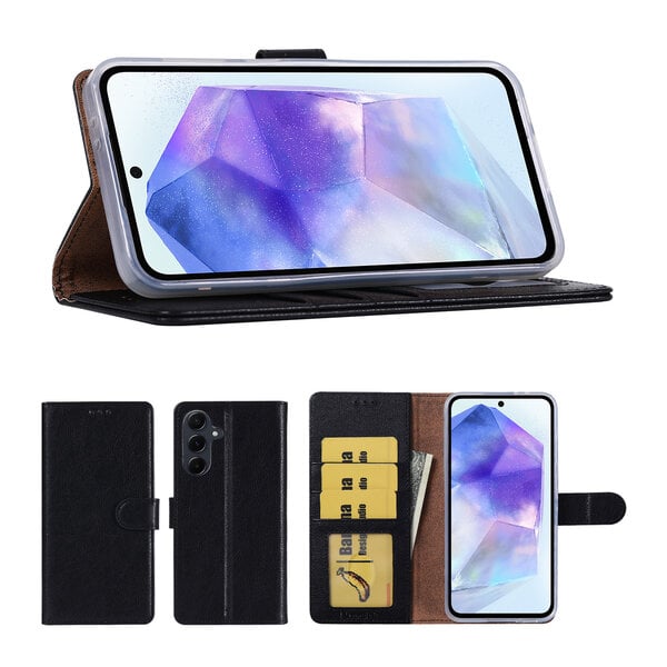 Ntech Hoesje Geschikt Voor Samsung Galaxy A57 Hoesje Zwart - met Pasjeshouder – bookcase Portemonnee - Walletcase - Portemonneehoes