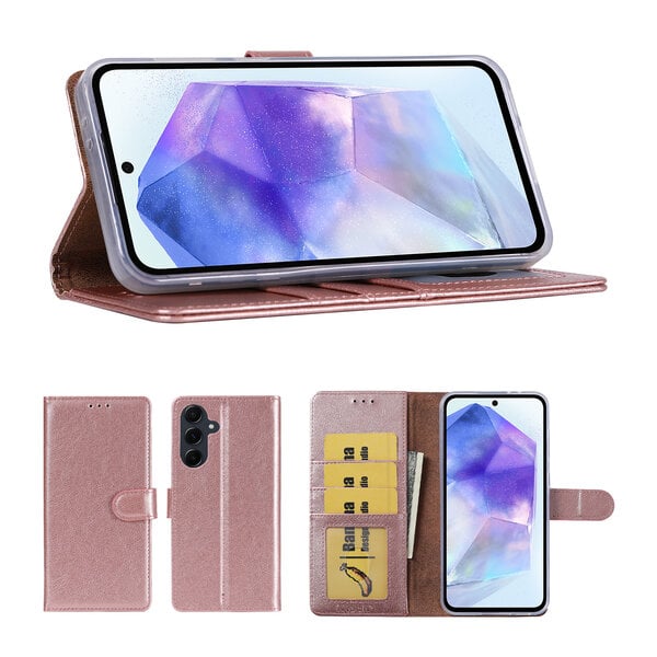 Ntech Hoesje Geschikt Voor Samsung Galaxy A57 Hoesje Rose Goud - met Pasjeshouder – bookcase Portemonnee - Walletcase - Portemonneehoes