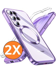 Ntech Hoesje Magsafe Geschikt voor Samsung Galaxy S26 hoesje backcover Paars