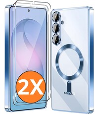 Ntech Hoesje Magsafe Geschikt voor Samsung Galaxy S26 hoesje backcover Blauw