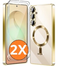 Ntech Hoesje Magsafe Geschikt voor Samsung Galaxy S26 hoesje backcover Goud