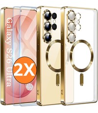 Ntech Hoesje Magsafe Geschikt voor Samsung Galaxy S26 Ultra hoesje backcover Goud