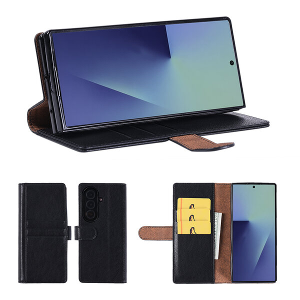 Ntech Hoesje Geschikt voor Samsung Galaxy Fold 7 Hoesje Zwart - met Pasjeshouder – bookcase Portemonnee - Walletcase - Portemonneehoes