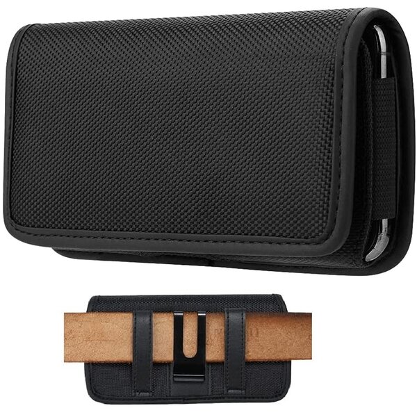 Ntech Riem Holster Hoesje Nylon - Universeel Telefoonhoesje Holster 6.0 Hoesje Geschikt Voor Samsung Galaxy S26 Ultra hoesje / S26 Plus / S25 Ultra / S25 Plus  Zwart