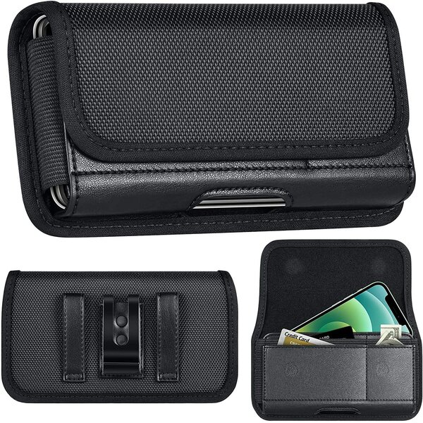 Ntech Riem Holster Hoesje Nylon - Universeel Telefoonhoesje Holster 6.0 inch Hoesje Geschikt Voor Samsung Galaxy A57 hoesje / A37 / A55 / A56 / A36 / A35 / A27 / A26 -  Zwart