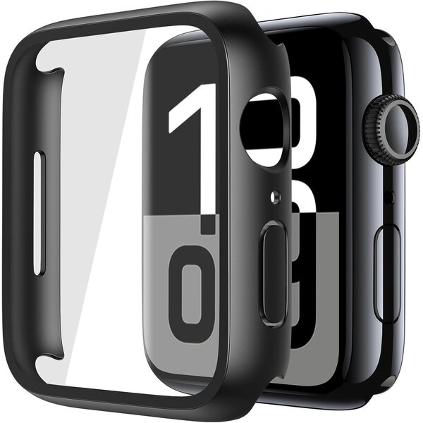 Ntech Screen Protector - Hoesje Zwart Geschikt voor Apple Watch Series 10 & Series 11 - 46mm Beschermmend Hoesje Full Cover Hard Case