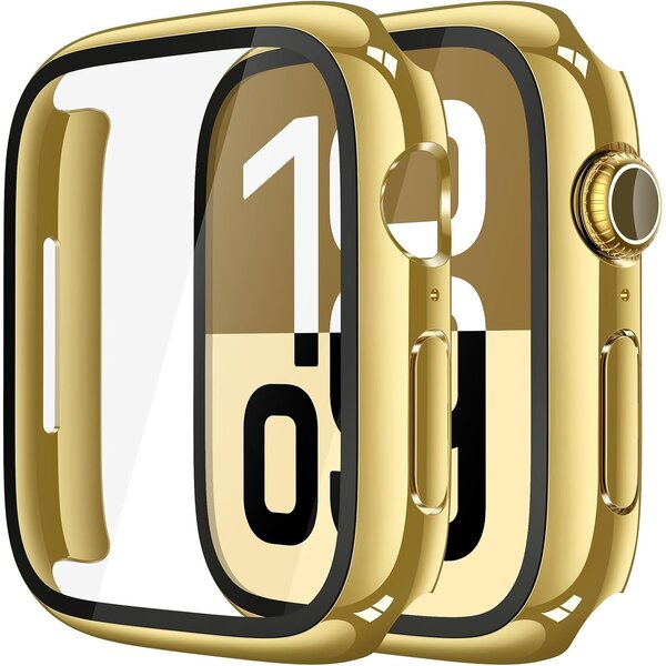 Ntech Screen Protector - Hoesje Goud Geschikt voor Apple Watch Series 10 & Series 11 - 46mm Beschermmend Hoesje Full Cover Hard Case