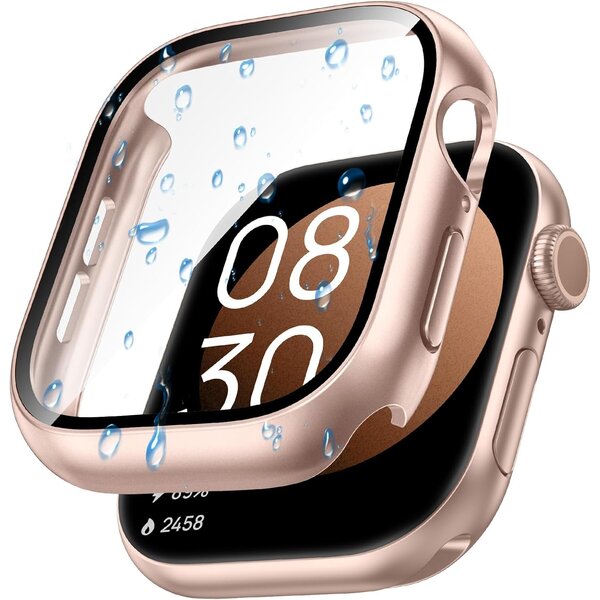 Ntech Screen Protector - Hoesje Rose Goud 42mm Geschikt voor Apple Watch Series 10 & Series 11 - 42mm Beschermmend Hoesje Full Cover Hard Case