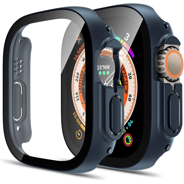 Ntech Screen Protector - Hoesje Blauw 49mm Geschikt voor Apple Watch Ultra 3 /Ultra 2 /Ultra - 49mm Beschermmend Hoesje Full Cover Hard Case