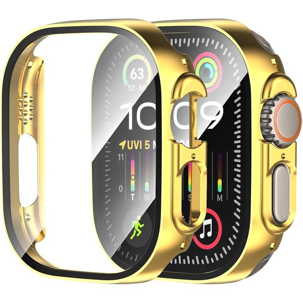 Ntech Screen Protector - Hoesje Goud 49mm Geschikt voor Apple Watch Ultra 3 /Ultra 2 /Ultra - 49mm Beschermmend Hoesje Full Cover Hard Case