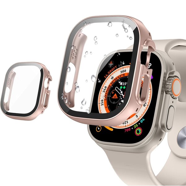 Ntech Screen Protector - Hoesje Rose Goud 49mm Geschikt voor Apple Watch Ultra 3 /Ultra 2 /Ultra - 49mm Beschermmend Hoesje Full Cover Hard Case