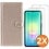 Ntech Hoesje geschikt voor Samsung Galaxy A27 5G Hoesje Goud met Pasjeshouder + 2x Screenprotector Tempered Glass – Schokbestendige Wallet Telefoonhoes