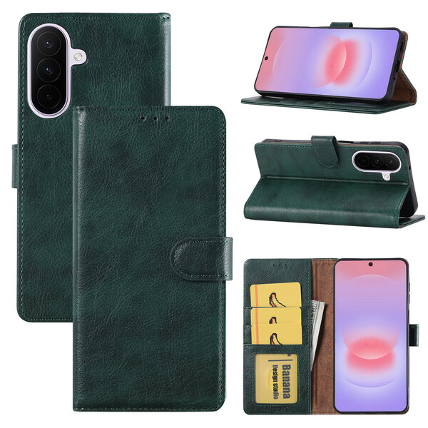 Ntech Hoesje geschikt voor Samsung Galaxy A27 Hoesje Groen Bookcase – Ntech Wallet Case met Pasjeshouder & Magneetsluiting Beschermhoes – Schokbestermende Flip Cover