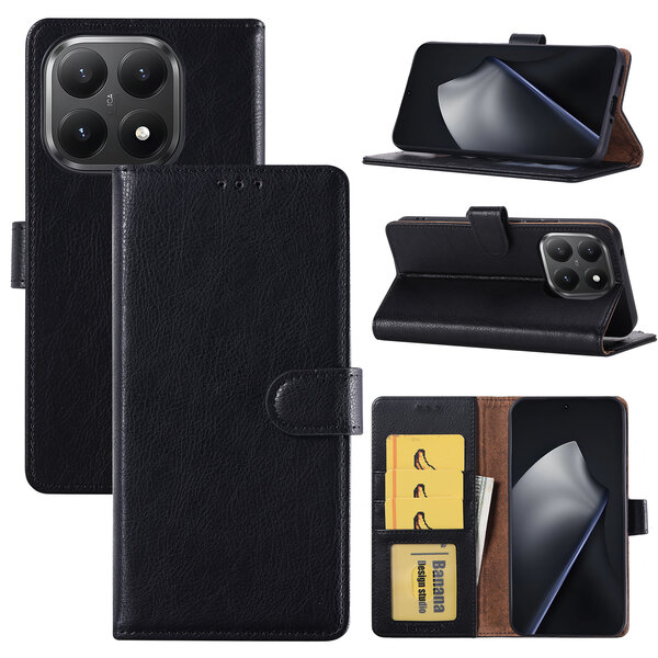 Ntech Hoesje geschikt voor Xiaomi 15T 5G Hoesje Zwart Bookcase – Ntech Wallet Case met Pasjeshouder & Magneetsluiting Beschermhoes – Schokbestermende Flip Cover