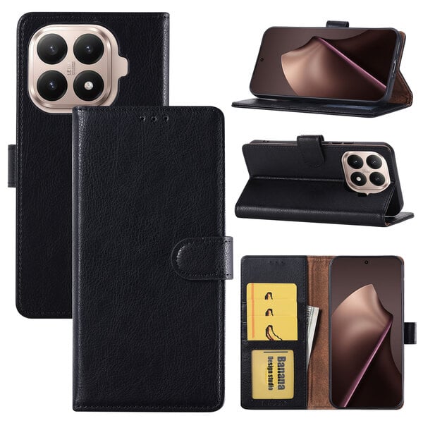 Ntech Hoesje geschikt voor Xiaomi 15T Pro Hoesje Zwart Bookcase – Ntech Wallet Case met Pasjeshouder & Magneetsluiting Beschermhoes – Schokbestermende Flip Cover