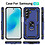 Ntech Hoesje Geschikt voor Samsung Galaxy A27 Hoesje – Blauw Hybride Armor Anti-Shock Hoes met Draaibare Ringhouder – Inclusief 2x Screenprotector