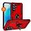 Ntech Hoesje Geschikt voor Samsung Galaxy A27 Hoesje – Rood Hybride Armor Anti-Shock Hoes met Draaibare Ringhouder – Inclusief 2x Screenprotector