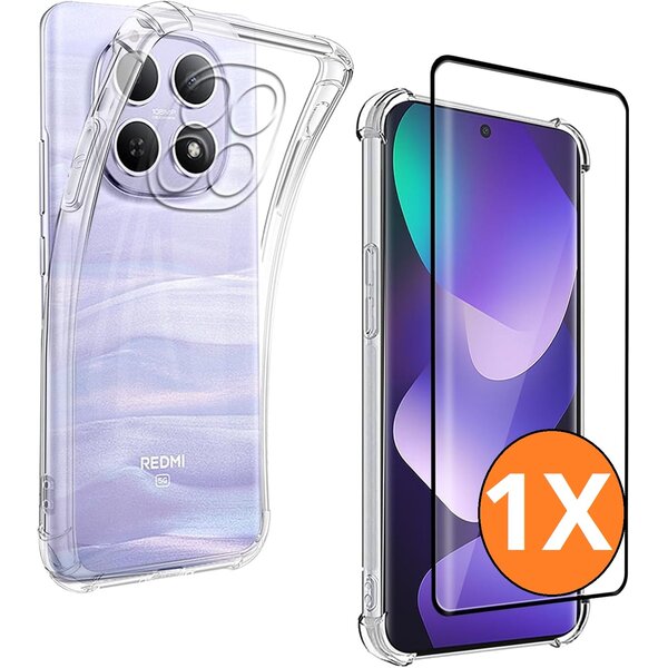 Ntech Hoesje Geschikt voor Xiaomi Redmi Note 15 5G/4G/Poco M8 5G- transparant Anti Shock silicone hoesje met 1 Stuk Screenprotector tempered glass