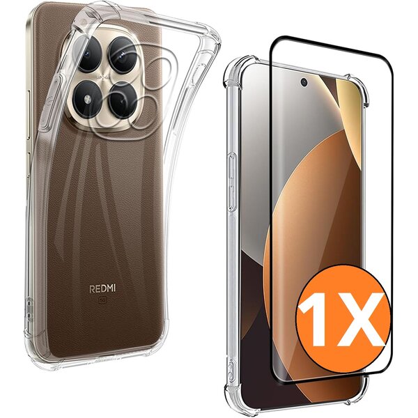 Ntech Hoesje Geschikt voor Xiaomi Redmi Note 15 Pro+/15 Pro Plus/Poco M8 Pro 5G- transparant Anti Shock silicone hoesje met 1 Stuk Screenprotector tempered glass