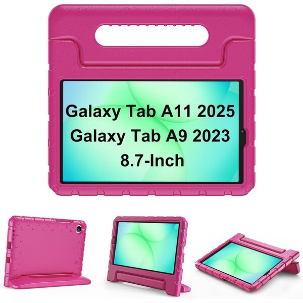 Ntech Tablet Hoes voor Samsung Galaxy Tab A11 / Tab A9 8.7 Inch – Kidsproof Kinderhoes met Handvat – Schokbestendige Beschermhoes – Roze - Ntech