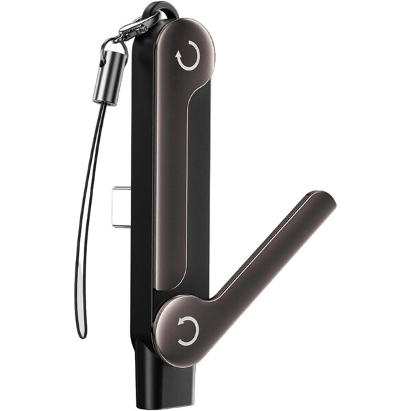 Ntech USB-C naar USB-C Adapter met Opvouwbare Telefoonstandaard – 240W Fast Charge – 2-in-1 Type-C Oplaadadapter & Telefoonhouder - Ntech