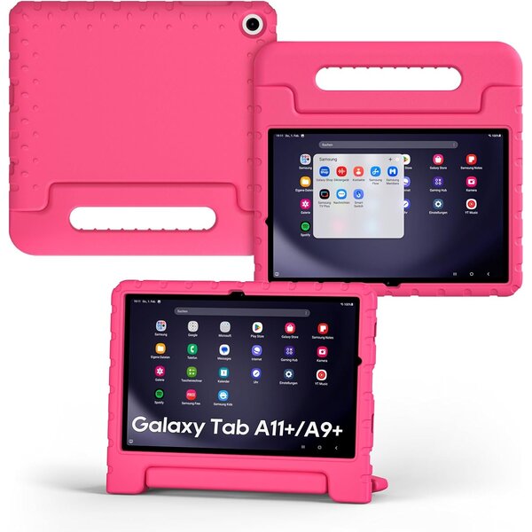Ntech Tablet Hoes voor Samsung Galaxy Tab A11 Plus / Tab A9 Plus Hoes Roze – Kidsproof Kinderhoes met Handvat – Schokbestendige Beschermhoes - Ntech