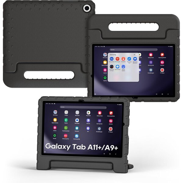 Ntech Tablet Hoes voor Samsung Galaxy Tab A11 Plus / Tab A9 Plus Hoes Zwart – Kidsproof Kinderhoes met Handvat – Schokbestendige Beschermhoes - Ntech
