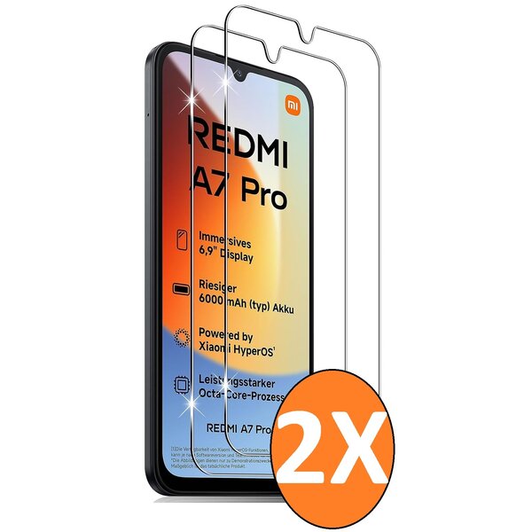 Ntech Screenprotector Geschikt voor Xiaomi Redmi A7 Pro / POCO C81 / Pro / Redmi 15a 5G/4G  Screenprotector - 2 Stuks Glas Gehard  Redmi A7 Pro Tempered Glass